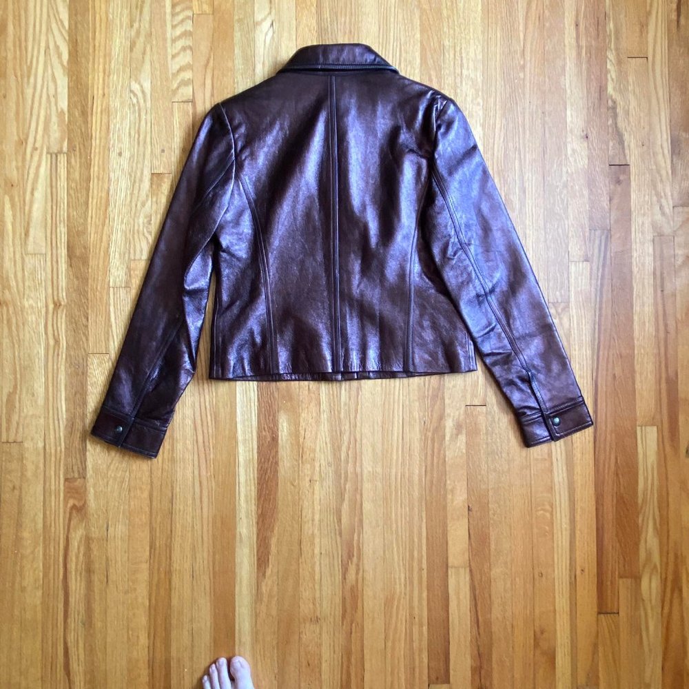 David Meister Metallic Leather Jacket - Picture 2 of 5